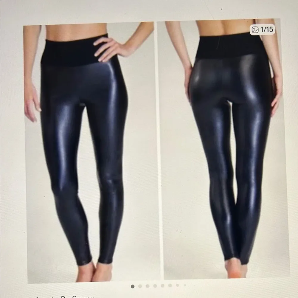 ASSETS BY SPANX Black High-Waisted Faux Leather Pants 1X NWOT (never worn)